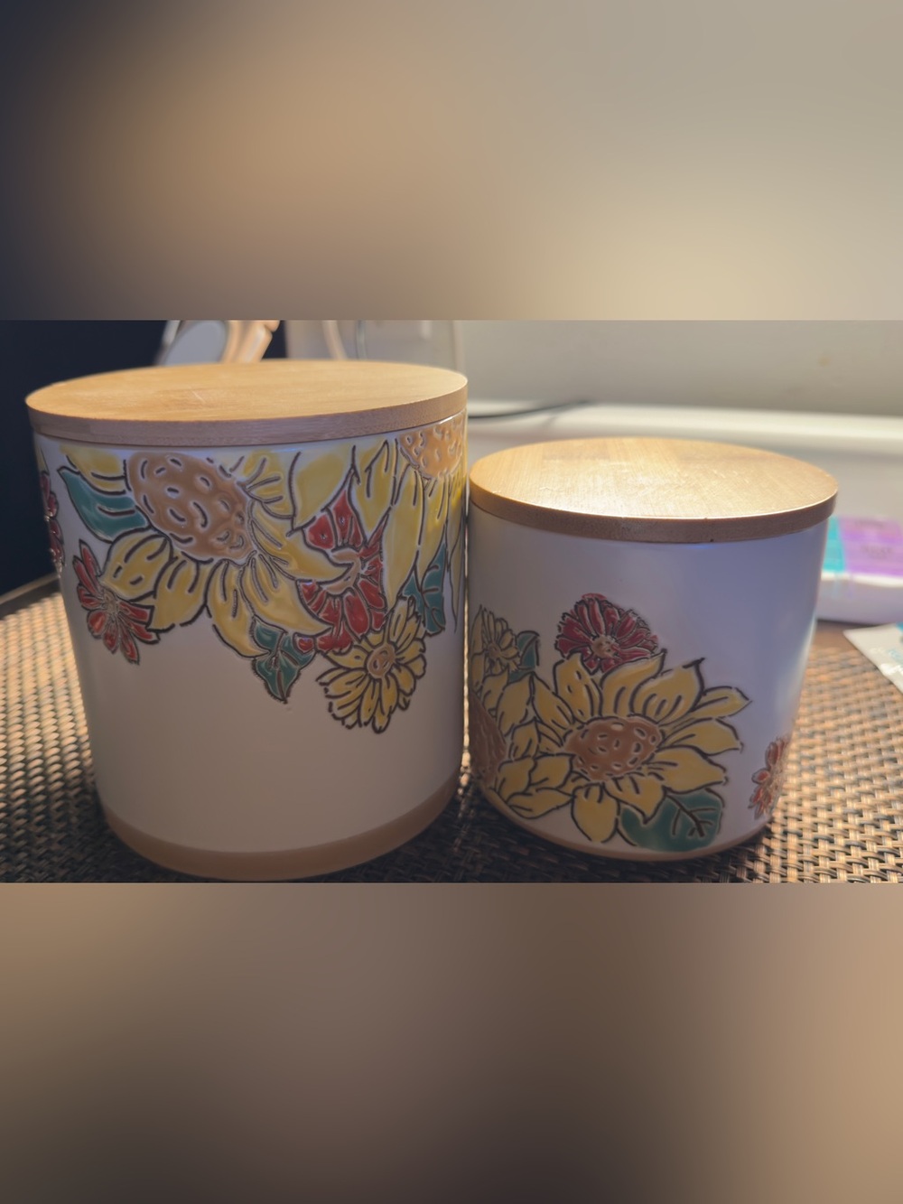 InHomestylez Sunflower Time Ceramic Canisters 5” & 4”